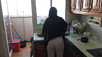 horny arab wife in hijab lets german man fuck her in the kitchen