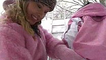 Young lesbian girls licking pussy in the snow