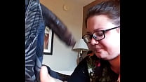 Obedient white teen gratefully swallowing BBC