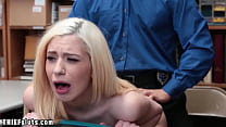 Skinny blonde teen shoplifter punish fucked by cop next to stepdad