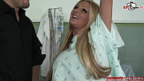 Blonde patient with big tits and in dessous want a cumshot in her mouth