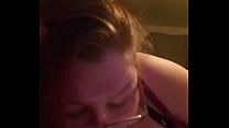 Wife sucking my dick with a condom
