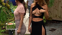 Babes exposing their amazing tits in public