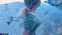 Giving stepmom a creampie while out walking on the beach POV