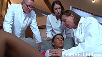3 Horny doctors come and inspect a y.'s tight pussy