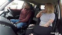Big ass and big boobs MILF publicly fucked outdoor in car