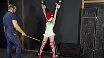 Blonde christmas BDSM slave bound and gagged EP 2