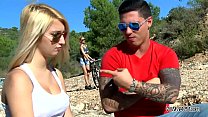 Myfirstpublic Two hot chicks play naughty game with young muscle stranger public