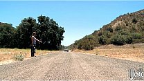 Hot blonde Nicole Aniston picks up a hitchhiker for road-side sex