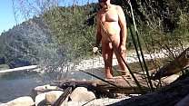 nudist around campfire