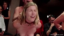 Senior blonde slaves anal toyed and rough fucked in the upper floor party