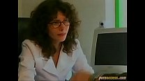 Decent brunette wife with glasses cheats with tax officer