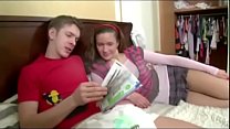 Russian young couple have a sex while parents are not at home