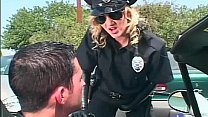 Female officer fucking in shiny latex lingerie