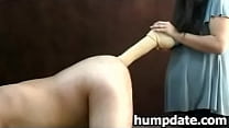 Wife fucks hubbys ass with huge dildo