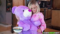 Stud sees the horny babe Natalia Queen getting nasty with her stuffed toy!