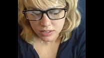 blonde wife gets glasses covered in cum