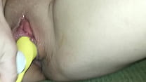 Playing with yellow vibrator