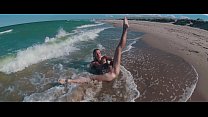 Stunning girl from Russia walks nude on Spanish beaches in Valencia and poses for сamcorder. Travel show