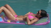 Sexy bikini teen in pool gets horny