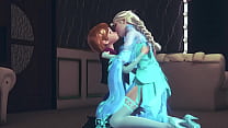 Shemale Elsa plays with Anna's pussy