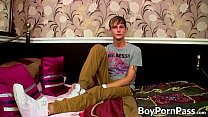 Inked twink cums after solo masturbation