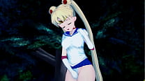 Sailor Moon rubs and fingers her pussy until she orgasms.