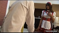 Thai maid getting boned and creamed by her boss