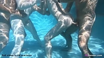 Nasty Trannies And Male Friends Having Orgy By The Pool
