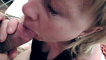 MILF sucks dick greedily and gets a load of thick cum on her face as a reward
