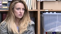 Blonde shoplifiting skinny girl got fucked in a office