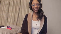 Cute Ebony coed inserts a huge dildo into her small pussy and after she stretches her tight ass with her finger, she shoves a toy inside it