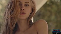 Sexy European blonde babe gets naked and poses