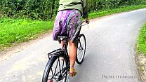 amateur couple summer bike tour with spontaneous sex on a grainfield