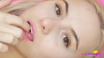 Gorgeous girl shows us teenie body in 4K Close up