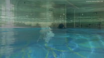 Stefanie Moon swims nude in the pool