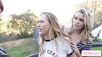 Petite blonde is rescued by lesbian neighbor and doesnt mind when she gets kissed.The cutie gets her panties taken off and is rimmed and facesitted