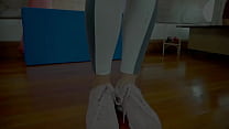 Big Camel-toe Tight Yoga Pants Blonde Babe Exercising
