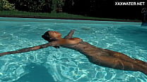 Sensational Venezuelan Goddess in Bare and Bold Poolside Swim Session