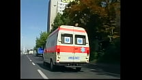 Slutty nurse in sexy white uniform fixes a broken cock in the ambulance van