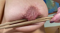 Big natural Boobs MILF Shione Cooper Hard Playing with Nipples by Sticks