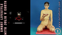 Psychic training for Julia. Lesson 1 - Learning mind waves. A naked woman tries to make herself better.