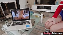 Step father and step while watching porn