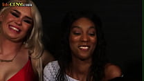 CFNM Ebony enjoys group femdom gagging with caucasian sluts