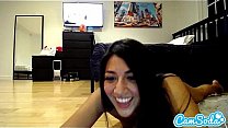 latina teen lesbian with big ass riding a fat dildo in her dorm room