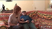 French slut sodomized in threesome with Papy Voyeur