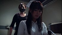 Sexually v. Claire Adams gets free from strait jacket and binds sexy ass brunette asian nurse Marica Hase then whips and anal toys her