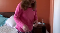 Stepmother makes me cum and takes full milk on her tits and hairy pussy, she moans for cock