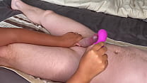 Using my toys on a guys penis and making his cum go everywhere