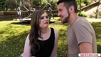Brunette shemale Skylar Adams and her boyfriend are in the park to have some picnic.Instead of eating foods,she starts throating her boyfriends big cock passionately and in return her boyfriend barebacks her tight wet ass so deep and hard.